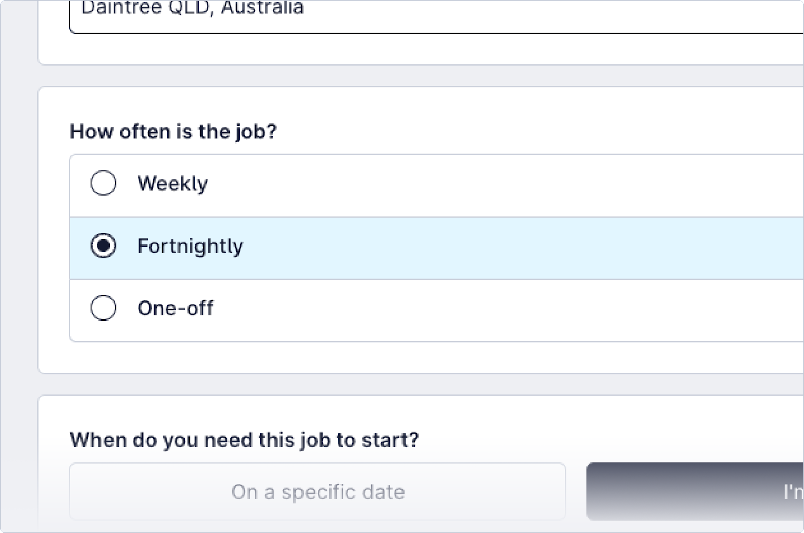 Screenshot of the interface of creating a job highlighting how often is the job